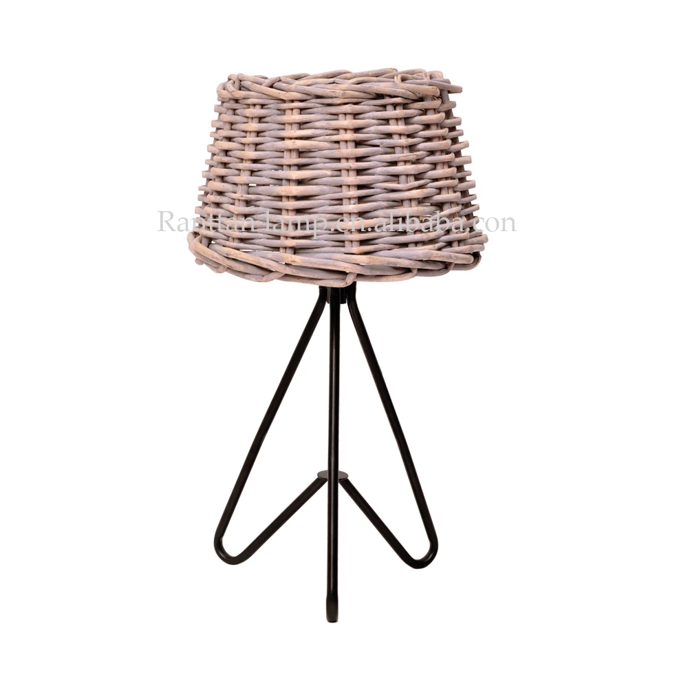 willow weaving shade metal base traditional table lamp