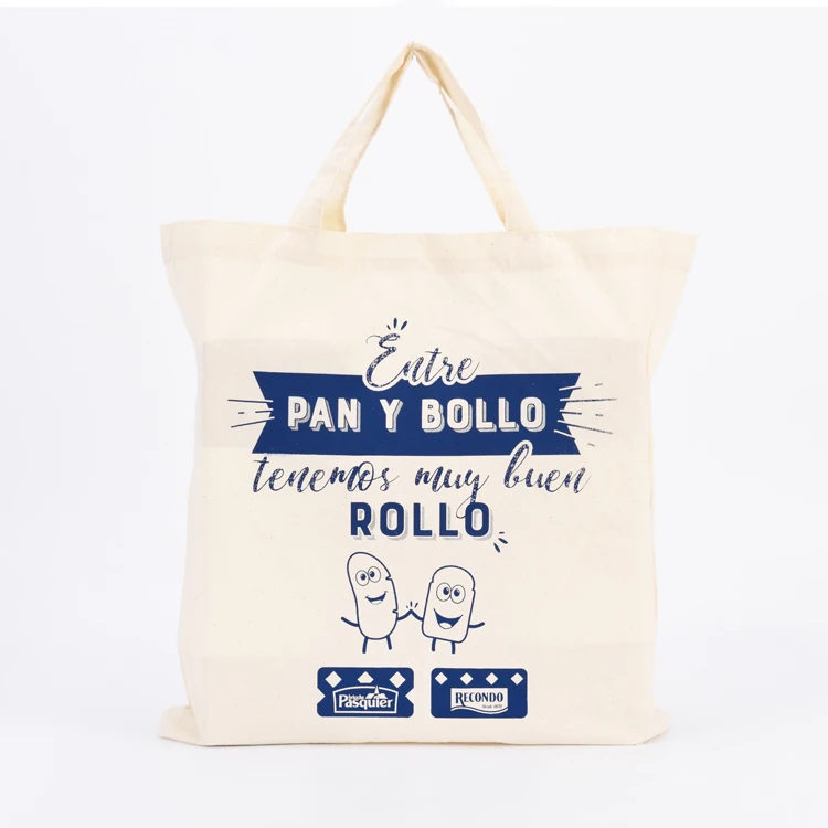 plain reusable eco-friendly cotton tote shopping bag with custom