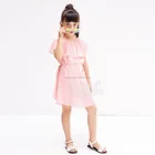 High Quality China Suppliers Casual Kids Clothes Costumes Fancy Pink Princess Chiffon Summer Dress For Children Girl