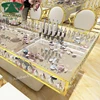 Stainless steel gold frame crystal wedding center table