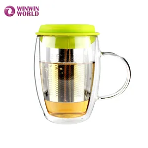 for promotional christmas gift borosilicate glass tea mug/cup