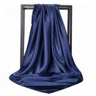 solid color square 90*90cm plain satin silk headwear hijab scarf
