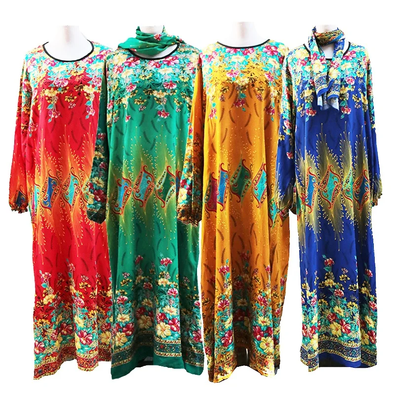 2019 rayon cotton free size african beautiful flower long sleeve female muslim clothing abaya, 2 color mix 
2019 rayon cotton free size african beautiful flower long sleeve female muslim clothing abaya, 2 color mix