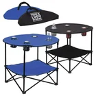 Picnic folding camping round tailgating table with carry case