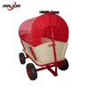 Foldable 4 Wheel Wooden Kids Serving Garden Toy Wagon Cart With Seat and Red Canopy