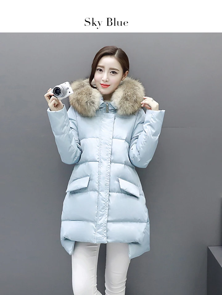 W.Jacinthe White Duck Down Jacket Zipper Hooded Cloak Styple Winter Jacket Korea Causal Women Clothes Black Pink Grey Sky Blue (15)