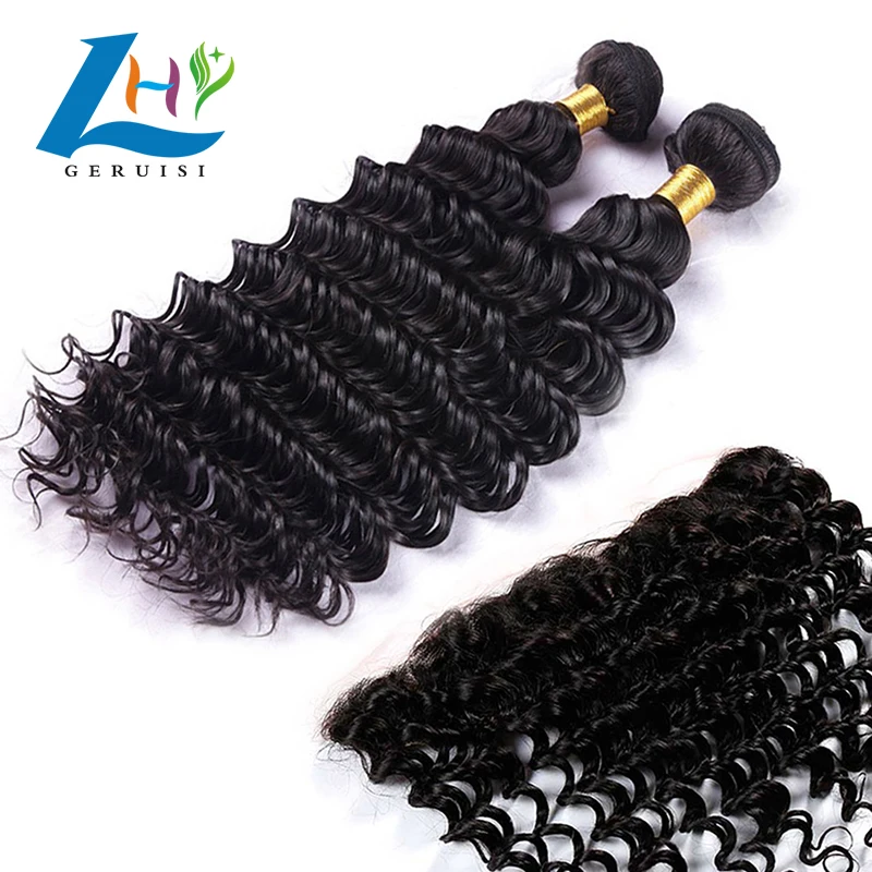 Wholesale price 13x4 frontal closure hair top grade virgin mink Brazilian deep wave human hair ear to ear swiss lace frontal