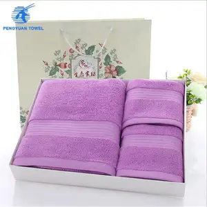 cheap decorative bath towel sets in gift box with high quality