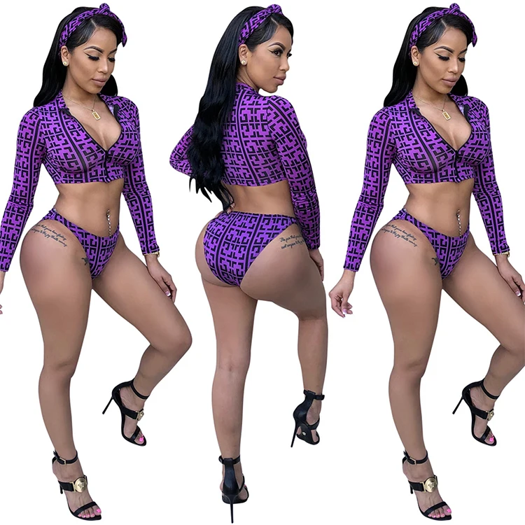 Women Purple Sexy Bikini Custom Made 2019 Zipper Long Sleeve Swimsuit 3 pieces Push Up Women Swimwear Sexy Bikini With Scarf
Women Purple Sexy Bikini Custom Made 2019 Zipper Long Sleeve Swimsuit 3 pieces Push Up Women Swimwear Sexy Bikini With Scarf