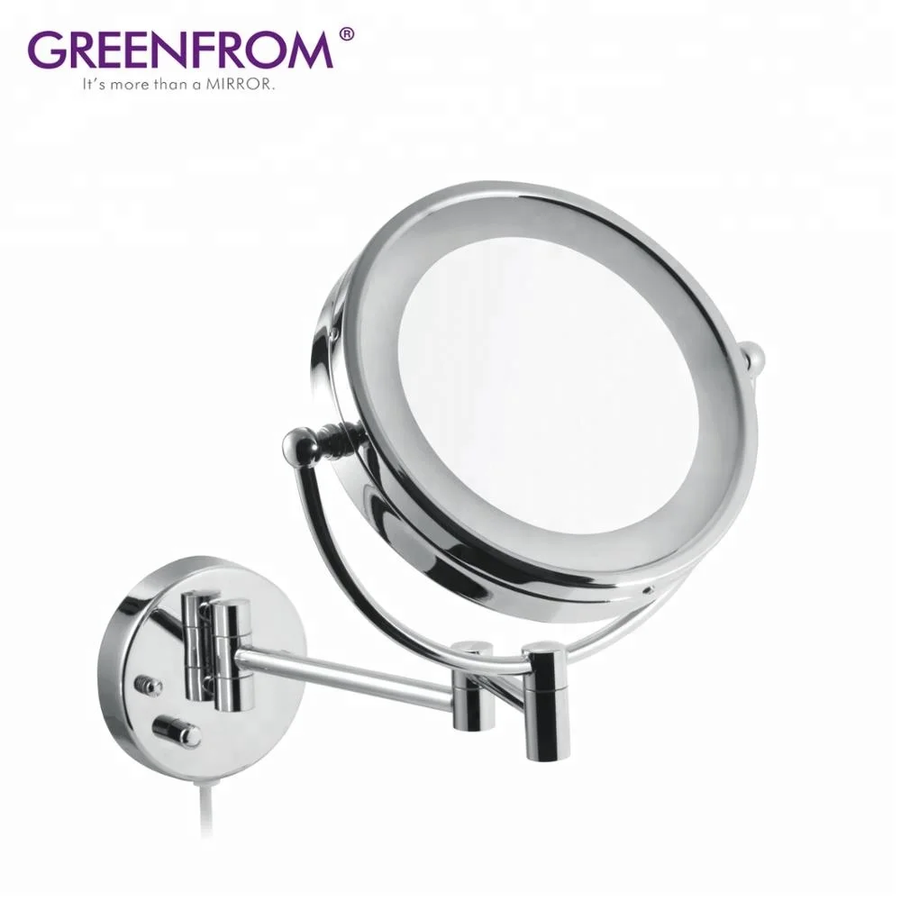 Bathroom wall mount makeup mirror cosmetic magnification mirror Chrome finish with led light