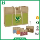 Customized Promotional Jute Tote Bag natural material / jute printed bag