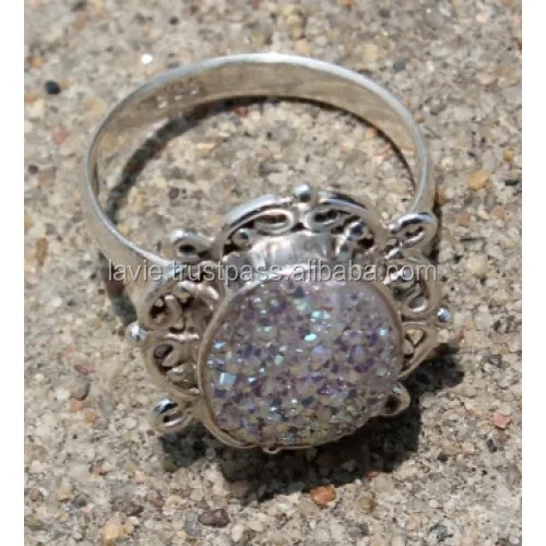 925 Sterling Silver Druzy Gemstone Lovely Ring