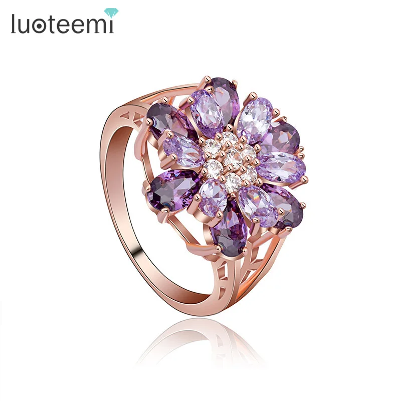 LUOTEEMI Fashion Jewelry Unique Flower Design With Purple Cubic Zirconia Paved Young Lady Bling Finger Rings
LUOTEEMI Fashion Jewelry Unique Flower Design With Purple Cubic Zirconia Paved Young Lady Bling Finger Rings