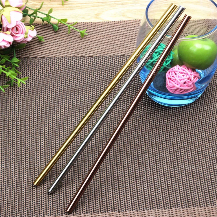 Stainless Steel Gold Plated Reusable Drinking Straws, FDA Passed Gold Metal Straws