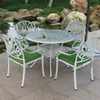 Outdoor Patio White Round Dining Table and Chairs Set Garden Furniture Cast Aluminium