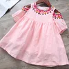 2019 summer new girls baby fair ethnic style printed shoulder strap shut short sleeve dress Children's clothing babi girls dress