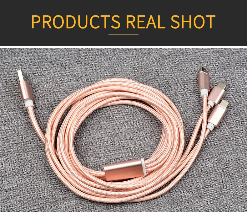 2.4A Current 3 in 1 Charging Sync Data Nylon Braided Micro USB Cable - ANKUX.COM