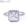 Tianyu gems luxury princess cut DEF color moissanite diamond 18k white gold wedding ring