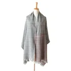Fashon Autumn winter acrylic cashmere houndstooth Plaid scarf lady tassel scarf