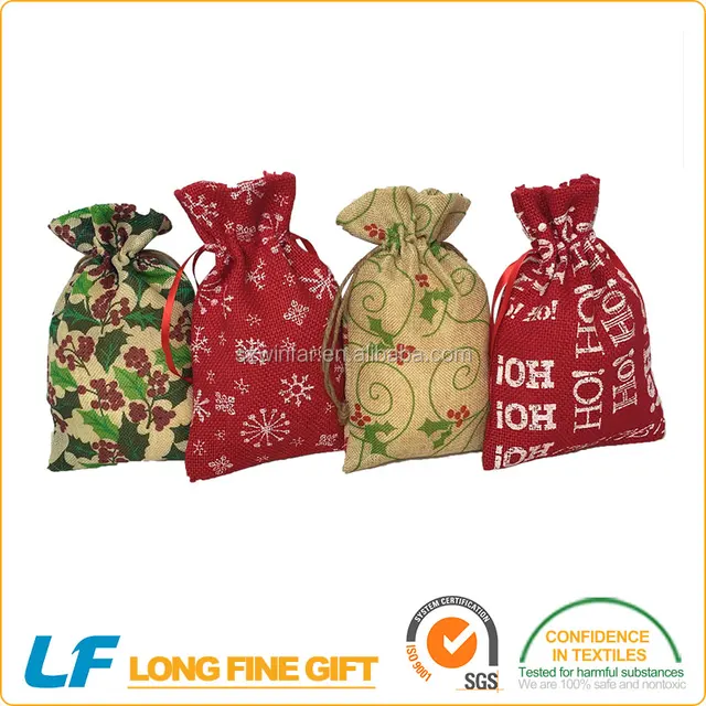 jewelry pouch / drawstring jute gift bags with personal logo
