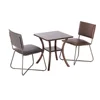 3PCS Sets 1 Wooden Table 2 PCSMetal Base PU Chair Bistro Cafe Dining Room Sets for Restaurant