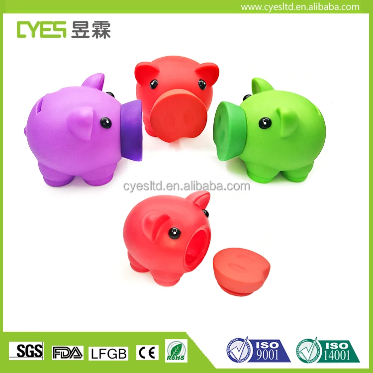2017 hot sale wholesale pvc silicone plastic piggy bank with free sample