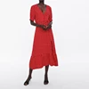 Boutique Women Clothing Red Dot Casual Long Dress