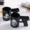 Zogift Vintage Unique design special black pistol ceramic gun shaped handle coffee mug