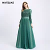 High Quality long sleeve maxi sequin evening dress party tulle ball gown
