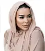 2019 Hot sale latest maxi plain pleated crepe 100% rayon hijab head scarf pashmina shawl
