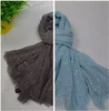 Women's Sparkle Sequin Bohemian Sheer long Woven Knit Fringe Scarf With Solid Color