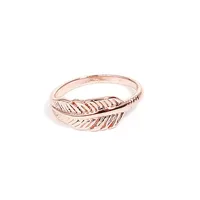 Copper Unadjustable Rings Rose Gold Feather