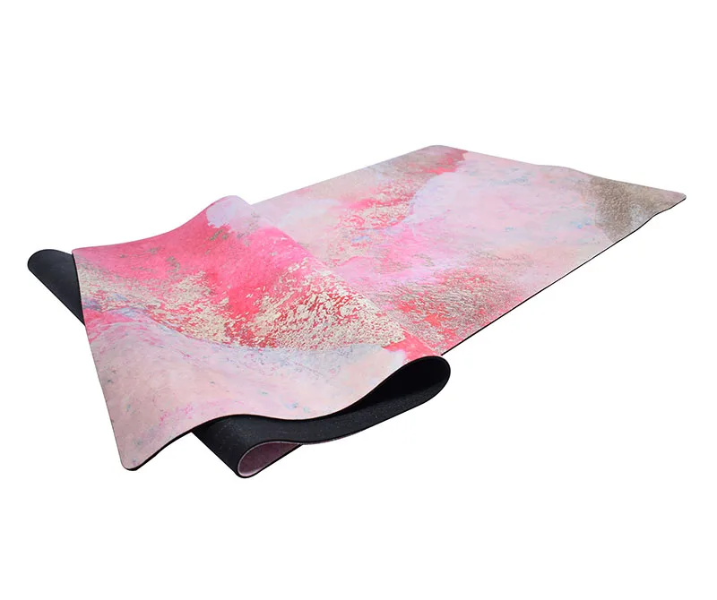 Custom eco made folding round suede yoga mat with logo printing