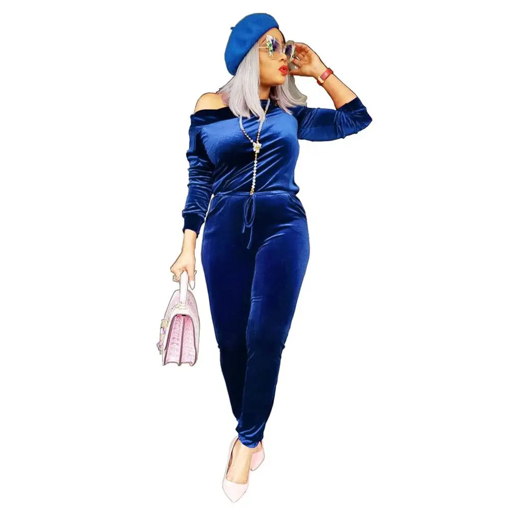 Autumn Winter Long Rompers Overalls Women Jumpsuit Sexy One Shoulder Bodysuits Bodycon Velvet Jumpsuits Y10627 
Autumn Winter Long Rompers Overalls Women Jumpsuit Sexy One Shoulder Bodysuits Bodycon Velvet Jumpsuits Y10627