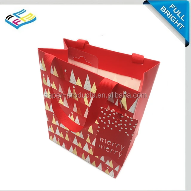 printed tag art paper gift bags with handles for christmas