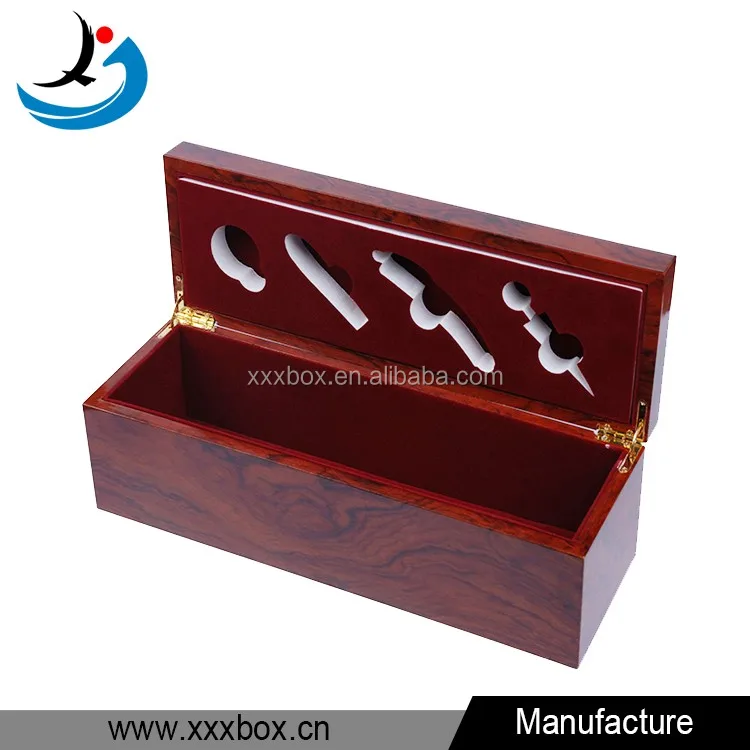glossy finishing lacquer wooden single wine glass packaging box