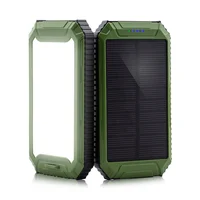 

High Capacity Portable Dual USB Port 5V Input Solar Power Bank 10000mAh with LED Light For Outdoor Camping Emergency