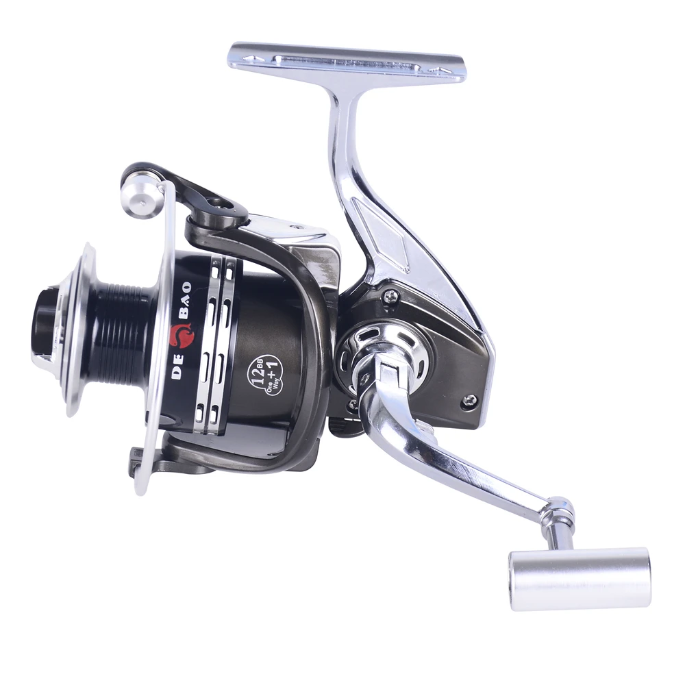 

BM 12+1 BB Ratio 5.2:1 Saltwater Spinning Reel 10 Ball Bearing 5.2:1 Full Metal Body Super Powerful Smooth Fishing Reels, Black with silver