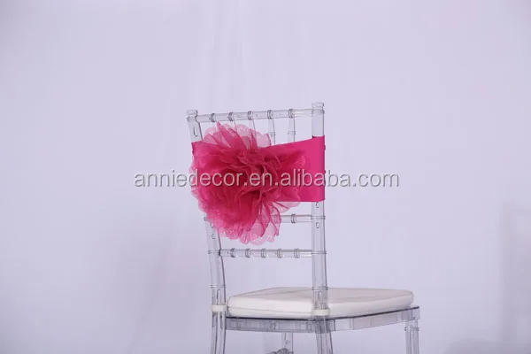 Popular sale organza 3D flower shaped wedding chair sashes band