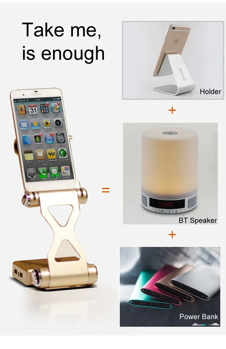2018 New hot sell 5000 10000mah wholesale mini portable wireless mobile charger power bank with BT speaker and phone stand - ANKUX.COM