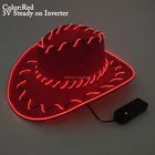 Trendy Fashion Luminous Neon Led Strip Glowing Cowboy Hat EL Wire Rope Tube Gorgeous Adults Cap for Fluorescent Dance Party
