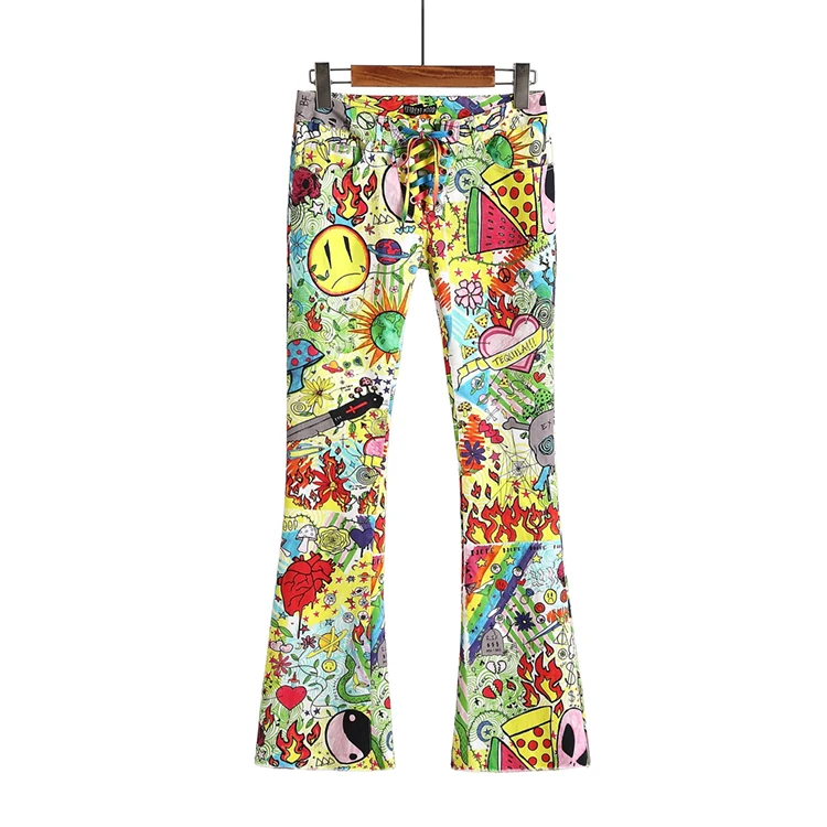 Latest Design Fashion Women Trousers Printed Drawstring Wide Leg Pants Custom, Black
Latest Design Fashion Women Trousers Printed Drawstring Wide Leg Pants Custom, Black