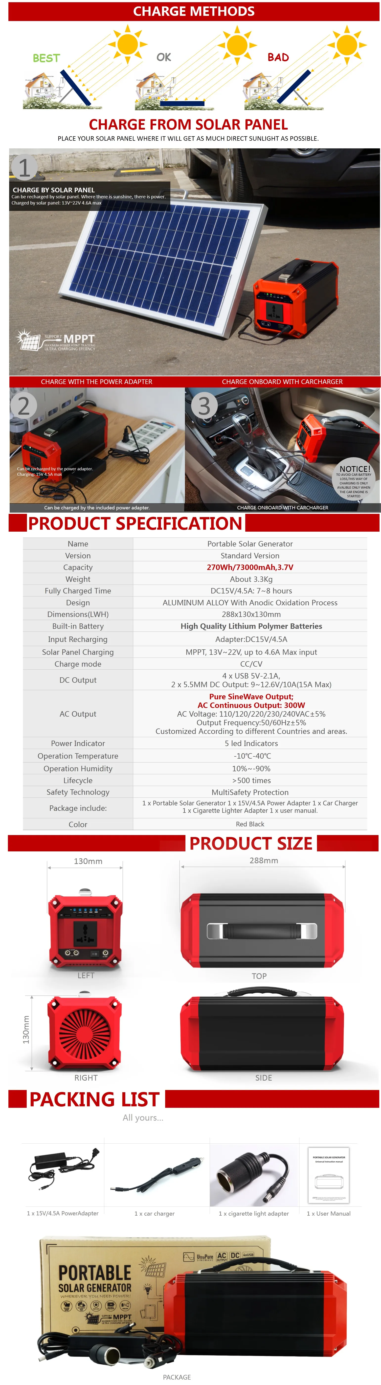 Camping Power Station 330Wh 89200mAh /3.7V High Quality Li-Polymer Batteries Solar Power Bank - ANKUX.COM