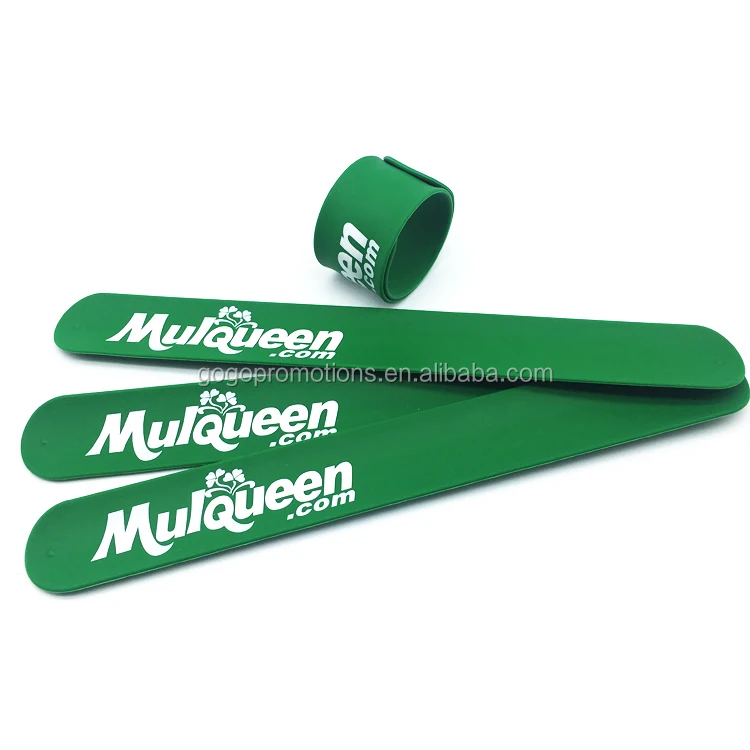 logo slap band custom printed silicon slap bracelet, view cheap