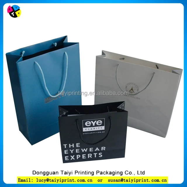 custom paper gift bag with pp rope handle /paper jewellery gift