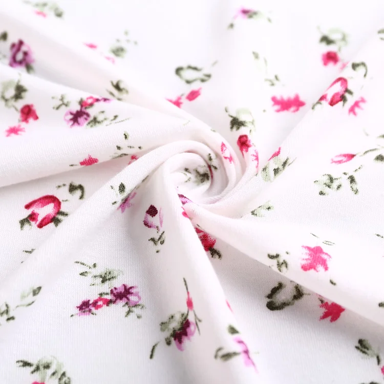 Keqiao esse fabrication 97polyester 3spandex fleur buy impression tissu en jersey simple