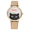 BAOSAILI Manufacturer Girls Multi Color Band Watches Lady Black Cat Dial Leather Quartz Wrist Watch