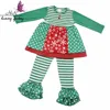 High quality cotton ruffle tops holiday outfits green white pants clothing boutique christmas baby clothes