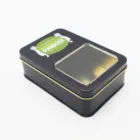 Food grade small rectangular mint candy tin can with window on the lid