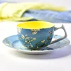 Bone China Tea Cup and Saucer Set With Gift Box Plum blossom Coffee Mugs Set